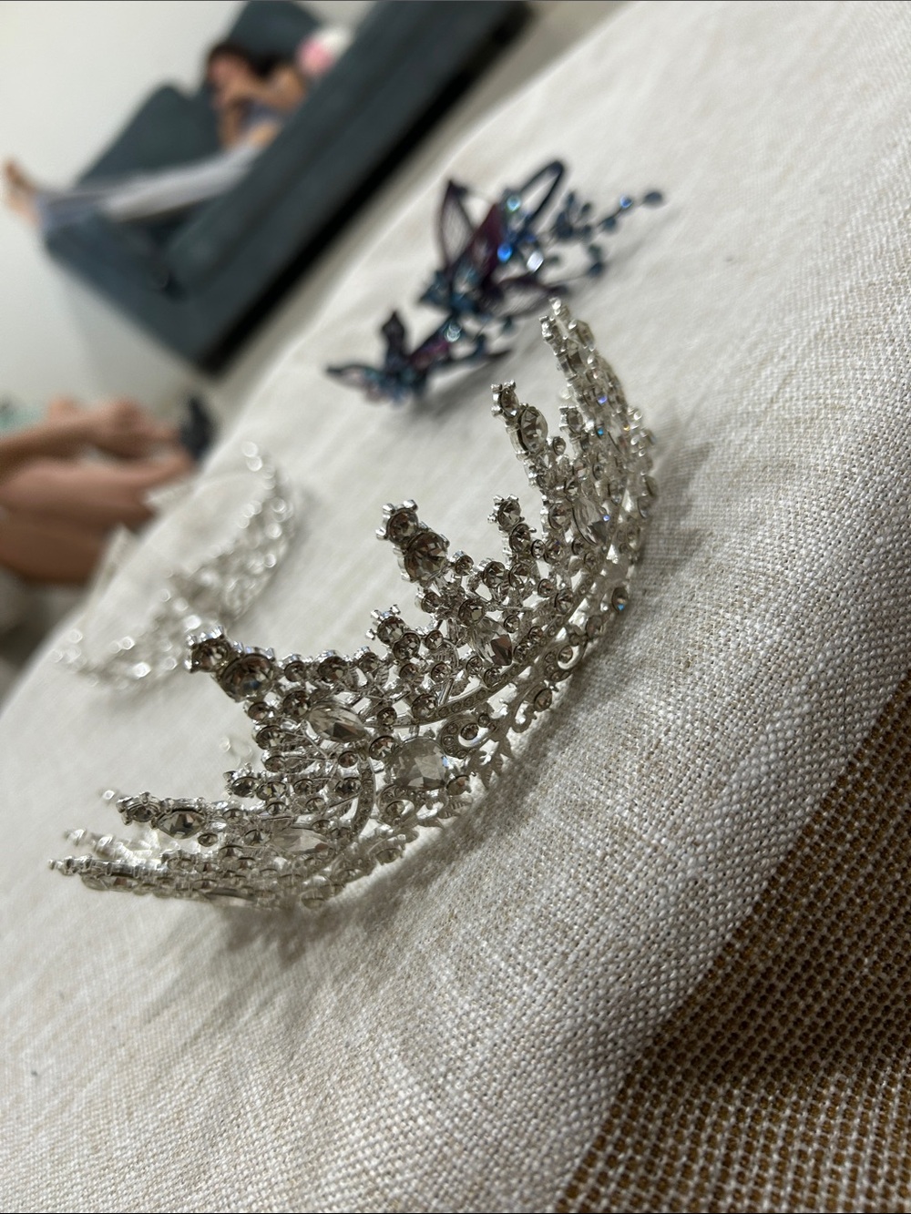Silver Crystal Tiara Crown for Women